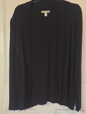 Dana Buchman Black Open-Front Lightweight Cardigan